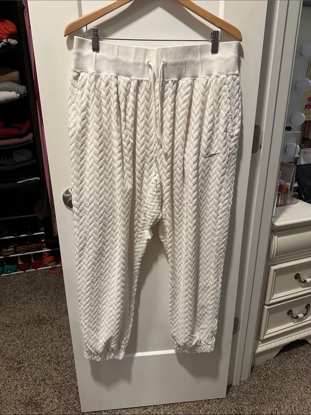 Nike White Knit Sweatpants